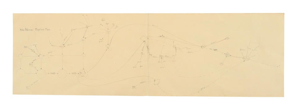 MARK LOMBARDI (1951-2000) Mike Adkinson-Meyerland Plaza 8 3/8 x 28 in (21.3 x 71.1 cm) (Executed... (1 of 2)