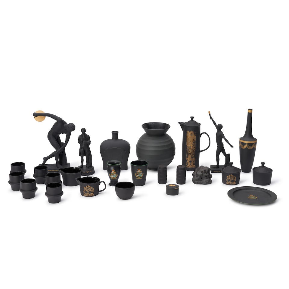 TWENTY-FIVE WEDGWOOD BLACK BASALT ITEMS (1 of 1)