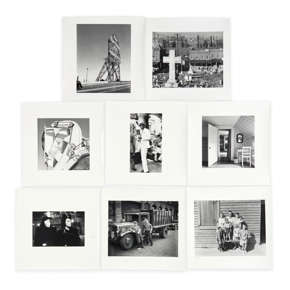 Walker Evans (1903-1975); Select images from the First and Last Portfolio; (8): Walker Evans (1903-1975) Select images from the First and Last Portfolio, Eight gelatin silver prints, printed 1978; each numbered '66/75' in ink lower left and with Walker Evans Estate stamp embossed