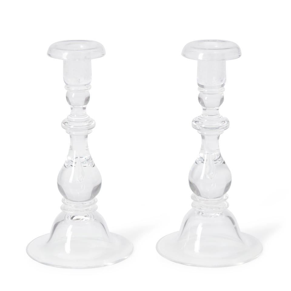 PAIR OF STEUBEN GLASS 'TEARDROP' CANDLESTICKS (1 of 1)