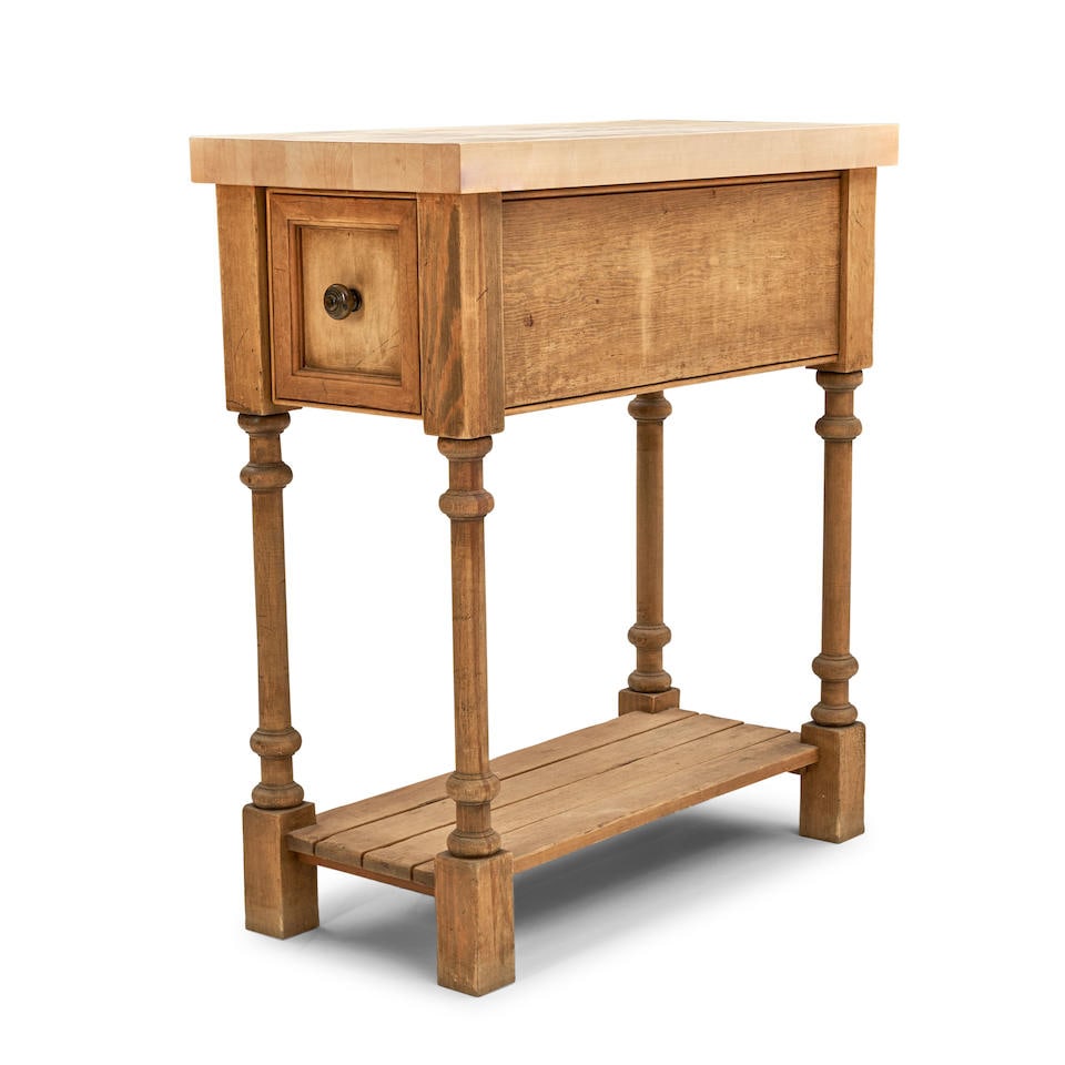 MODERN BUTCHER BLOCK TWO-DRAWER WORK TABLE (1 of 2)