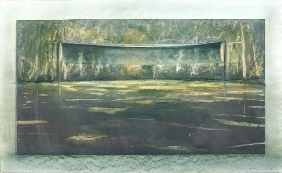 Michael Mazur (American, 1935-2009) The Net 22 1/4 x 36 in. (56.5 x 91.5 cm) framed 29 x 42 1/2 ...: Michael Mazur (American, 1935-2009) The Net signed and dated 'Michael Mazur 81' (lower right), titled on a label from Barbara Krakow Gallery, Boston (affixed to the frame backing) pastel and etching o