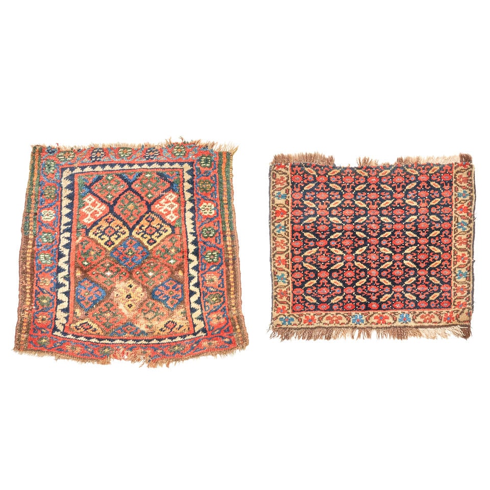 TWO KURDISH BAGS 1 ft. 10 in. x 1 ft. 7 in. x 2 ft. x 2 ft.: TWO KURDISH BAGS c. late 19th century 1 ft. 10 in. x 1 ft. 7 in. x 2 ft. x 2 ft. Footnotes: OVERALL CONDITION: wear consistent with age and use. This condition report is provided for your convenience