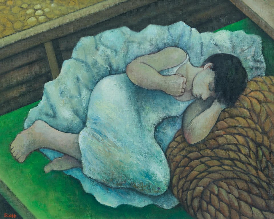 Michael Scott (British, 1946-2006) 'The Stowaway': Michael Scott (British, 1946-2006) 'The Stowaway' signed 'SCOTT' (lower left) oil on canvas 61 x 77cm (24 x 30 5/16in). Footnotes: Provenance With The Contemporary Fine Art Gallery, Eton (their label