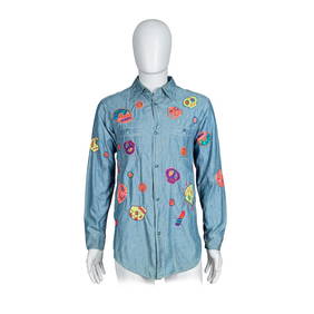Kapital: a Demin Skull Embroidered Long Sleeve Denim Shirt (1 of 2)