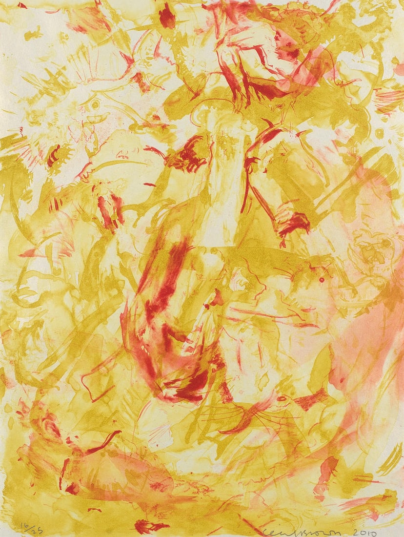 Cecily Brown (born 1969) The Tribulations of St. Anthony Etching with aquatint in colours, 2010,...: Cecily Brown (born 1969) The Tribulations of St. Anthony Etching with aquatint in colours, 2010, on pearlescent paper, signed, dated and numbered 16/25 in pencil, published by MLTPL, Hamburg, the full