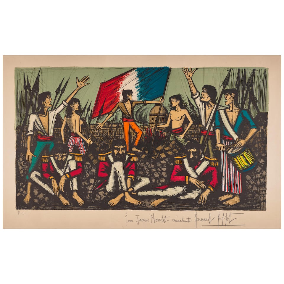 Bernard Buffet (1928-1999); La Prise des Tuileries;: Bernard Buffet (1928-1999) La Prise des Tuileries (Sorlier 251), 1979 Lithograph in colors on Arches paper, signed in pencil, annotated 'H.C.' (an hors commerce proof, aside from the edition of 100),