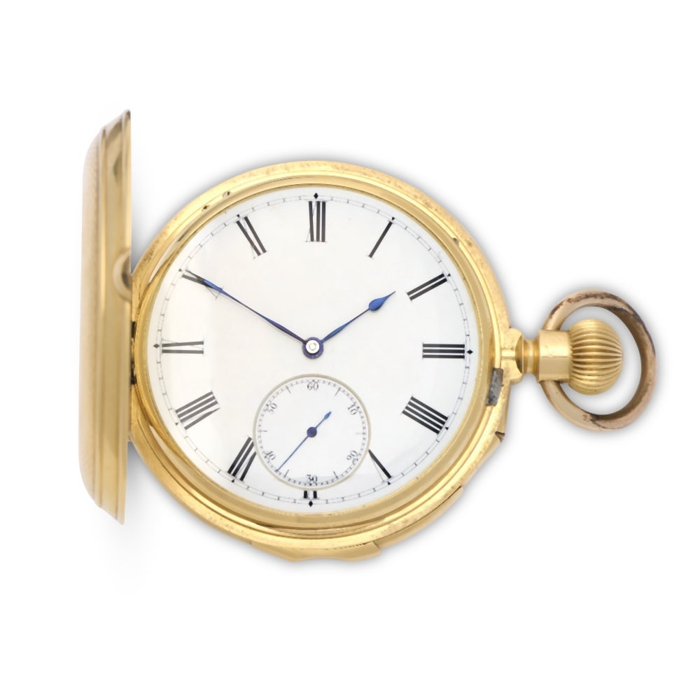 Louis Audemars, Brassus & Genève. An 18K gold keyless wind full hunter minute repeating poc...: Louis Audemars, Brassus & Genève. An 18K gold keyless wind full hunter minute repeating pocket watch Date: Circa 1890 Movement: Gilt 3/4 plate English lever, cut and compensated bi-metallic balan