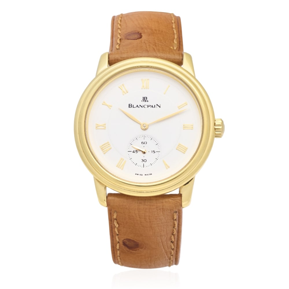 Blancpain. A rare limited edition 18K gold manual wind wristwatch, number one of twenty produced...: Blancpain. A rare limited edition 18K gold manual wind wristwatch, number one of twenty produced Model: Villeret 'WEMPE Edition' Reference: 7002, 01/20 Date: Circa 2002 Movement: 17-jewel Cal.64-1 man