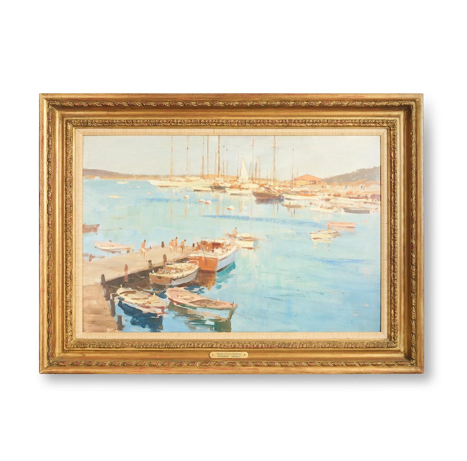 Edward Seago, RWS, RBA (British, 1910-1974) The Quay, Porto Cervo, Sardinia: Edward Seago, RWS, RBA (British, 1910-1974) The Quay, Porto Cervo, Sardinia signed lower left: 'Edward Seago' oil on composition board 39.0 x 59.5cm (15 3/8 x 23 7/16in). Footnotes: PROVENANCE M. Newm