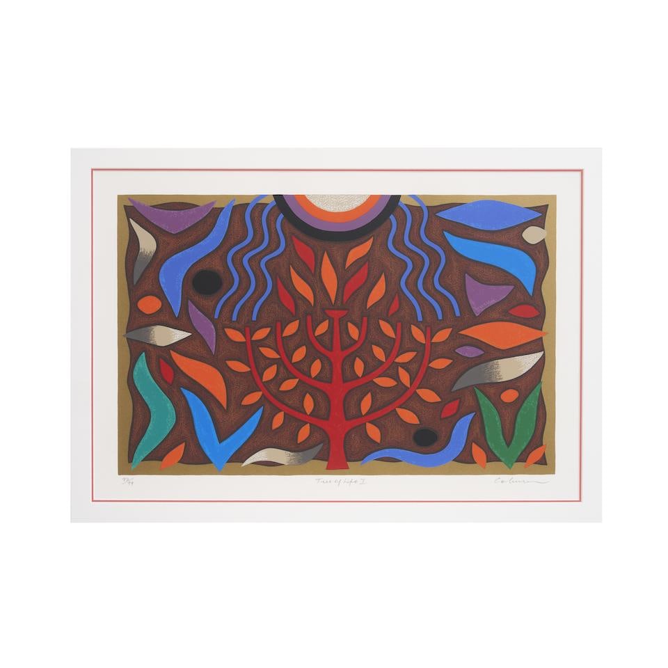John Coburn (1925-2006) Tree of Life, I: John Coburn (1925-2006) Tree of Life, I numbered, titled, and signed below image: '92/99 Desert Totems Coburn' screenprint 32.0 x 49.5cm (12 5/8 x 19 1/2in). Footnotes: PROVENANCE Private collection,
