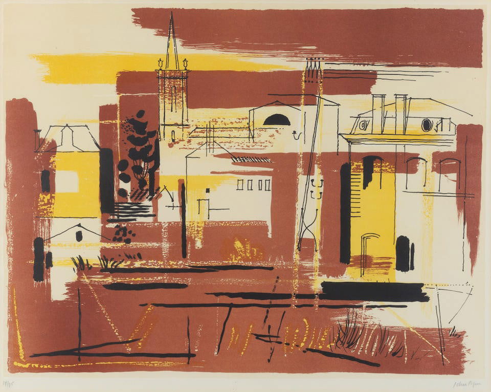 John Piper C.H. (British, 1903-1992) Île-d'Elle; San Marco, Venice Two lithographs in colou...: John Piper C.H. (British, 1903-1992) Île-d'Elle; San Marco, Venice (Levinson 110; 116) Two lithographs in colours, 1958-62, on Barcham Green wove paper with the Crisbrook Shield watermark, signed