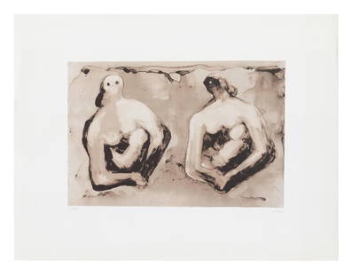 Henry Moore O.M., C.H. (British, 1898-1986) Sisters With Children Lithograph in colours, 1979, o...: Henry Moore O.M., C.H. (British, 1898-1986) Sisters With Children (Cramer 544) Lithograph in colours, 1979, on wove paper, signed and numbered 22/50 in pencil, printed in 1980 by Curwen Prints Ltd., L