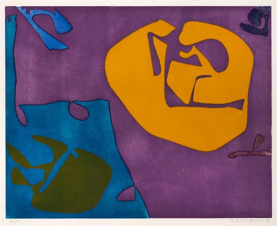 Patrick Heron (British, 1920-1999) Night Violet Etching and aquatint in colours, 1980, on wove p...: Patrick Heron (British, 1920-1999) Night Violet Etching and aquatint in colours, 1980, on wove paper, signed, dated and numbered 10/50 in pencil, printed by Kelpra Studio, published by Waddington Grap