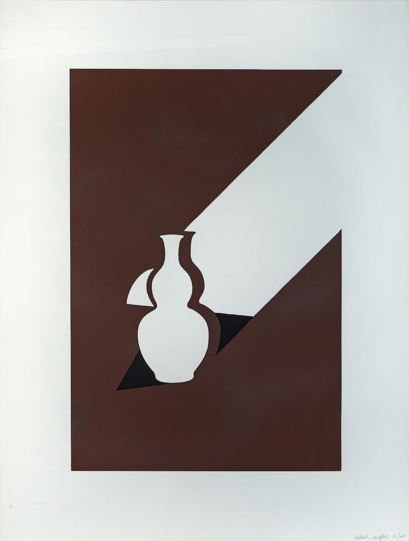 Patrick Caulfield R.A. (British, 1936-2005) Arita Flask, from White Ware prints Screenprint in c...: Patrick Caulfield R.A. (British, 1936-2005) Arita Flask, from White Ware prints (Cristea 76) Screenprint in colours, 1990, on wove paper, signed and numberd 33/45 in pencil, printed by Advanced Graphi