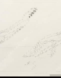 David Hockney R.A. (British, born 1937) Mo with Five Leaves Etching, 1971, on J. Green wove pape...: David Hockney R.A. (British, born 1937) Mo with Five Leaves (M.C.A. Tokyo 117, Scottish Arts Council 125) Etching, 1971, on J. Green wove paper, signed, dated and inscribed 'Artists Proof' in pencil,