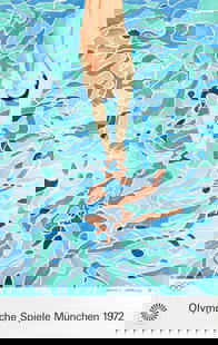 David Hockney R.A. (British, born 1937) Olympische Spiele München 1972 Offset lithographic ...: David Hockney R.A. (British, born 1937) Olympische Spiele München 1972 (Baggott 25) Offset lithographic poster in colours, 1970, on wove paper, printed by Kennedy Graphics Inc., published by Edit