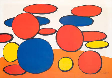 Alexander Calder (American, 1898-1976) Composition aux Cercles Lithograph in colours, 1975, on A...: Alexander Calder (American, 1898-1976) Composition aux Cercles Lithograph in colours, 1975, on Arches wove paper, signed and numbered 53/95 in pencil (there was also an edition of 50 in Roman numerals