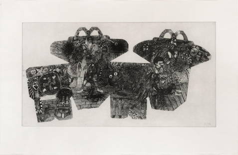 Jake & Dinos Chapman (British, born 1962 and 1966) Unhappy Meal Etching, 2002, on Somerset wove ...: Jake & Dinos Chapman (British, born 1962 and 1966) Unhappy Meal Etching, 2002, on Somerset wove paper, signed and numbered 71/125 in pencil (there were also 25 artist's proofs), published by White Cub