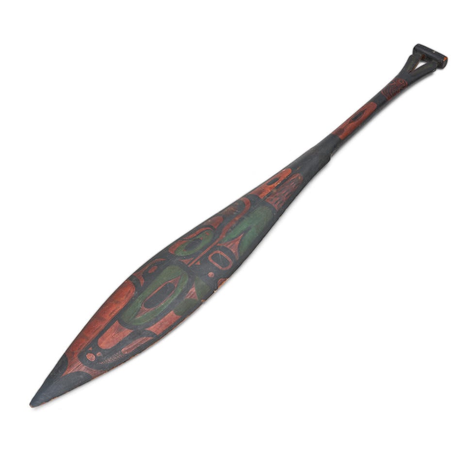 A Northwest Coast polychrome painted paddle lg. 43 1/2 in. (1 of 3)