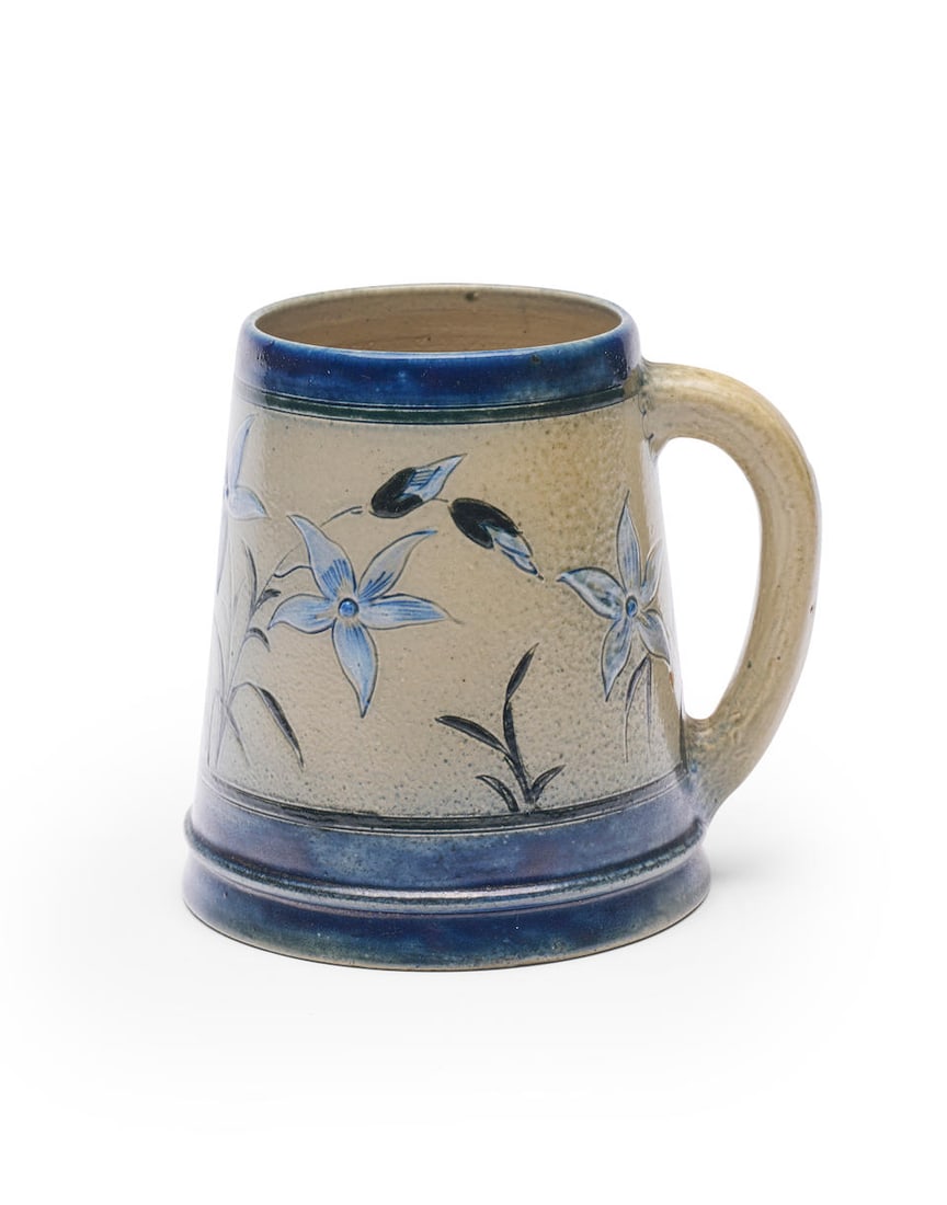 A Martin Brothers stoneware mug by Robert Wallace Martin, dated 1882 height: 11.5cm (1 of 3)
