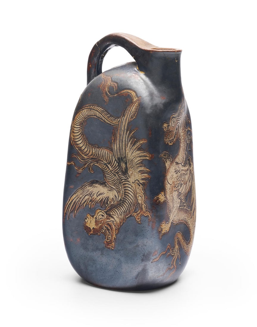 A Martin Brothers stoneware Dragon ewer by Edwin and Walter Martin, dated 1896 height: 24.0cm (1 of 3)