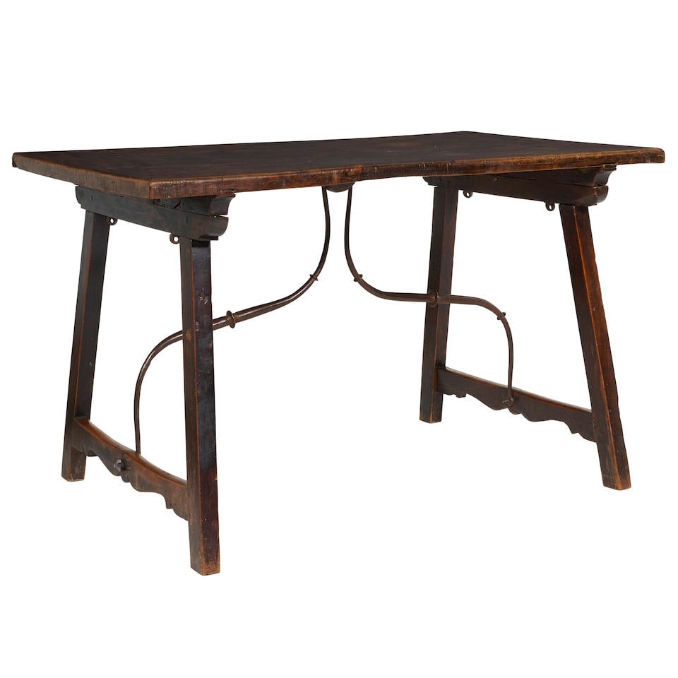 A BAROQUE STYLE OAK TRESTLE TABLE (1 of 4)