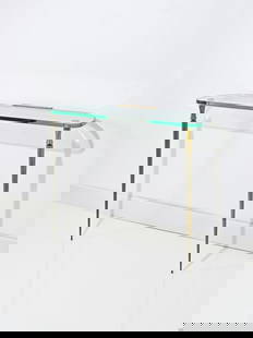 ROBERTO GIULIO RIDA (1943) Console: ROBERTO GIULIO RIDA (1943) Console 2020 Pièce unique Estampille de l'artiste Laiton patiné et verre H: 94 cm. (37 in.); L: 121 cm. (47.5/8 in.); P: 41 cm. (16.1/8 in.) A unique and impressed