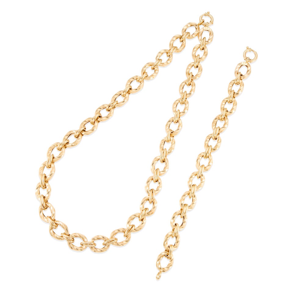 MILOR: ONE 14K GOLD LINK NECKLACE AND ONE 14K GOLD LINK BRACELET (1 of 2)