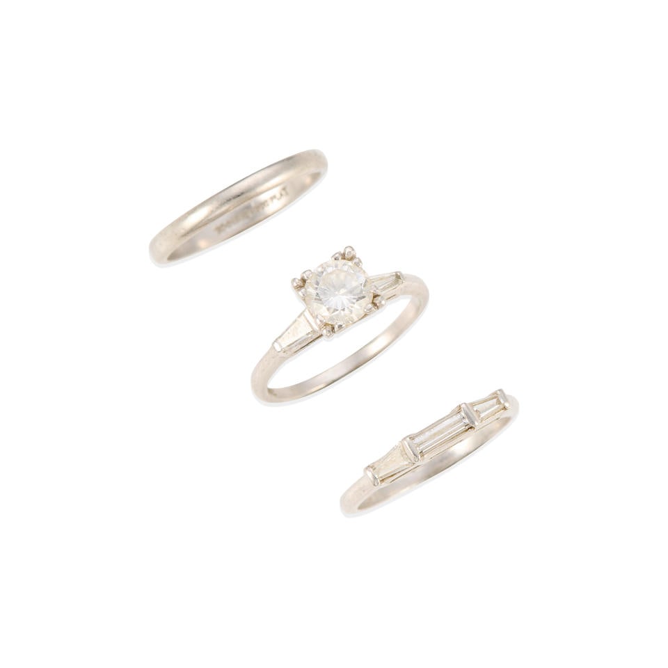 PLATINUM AND DIAMOND WEDDING RING SET (1 of 2)