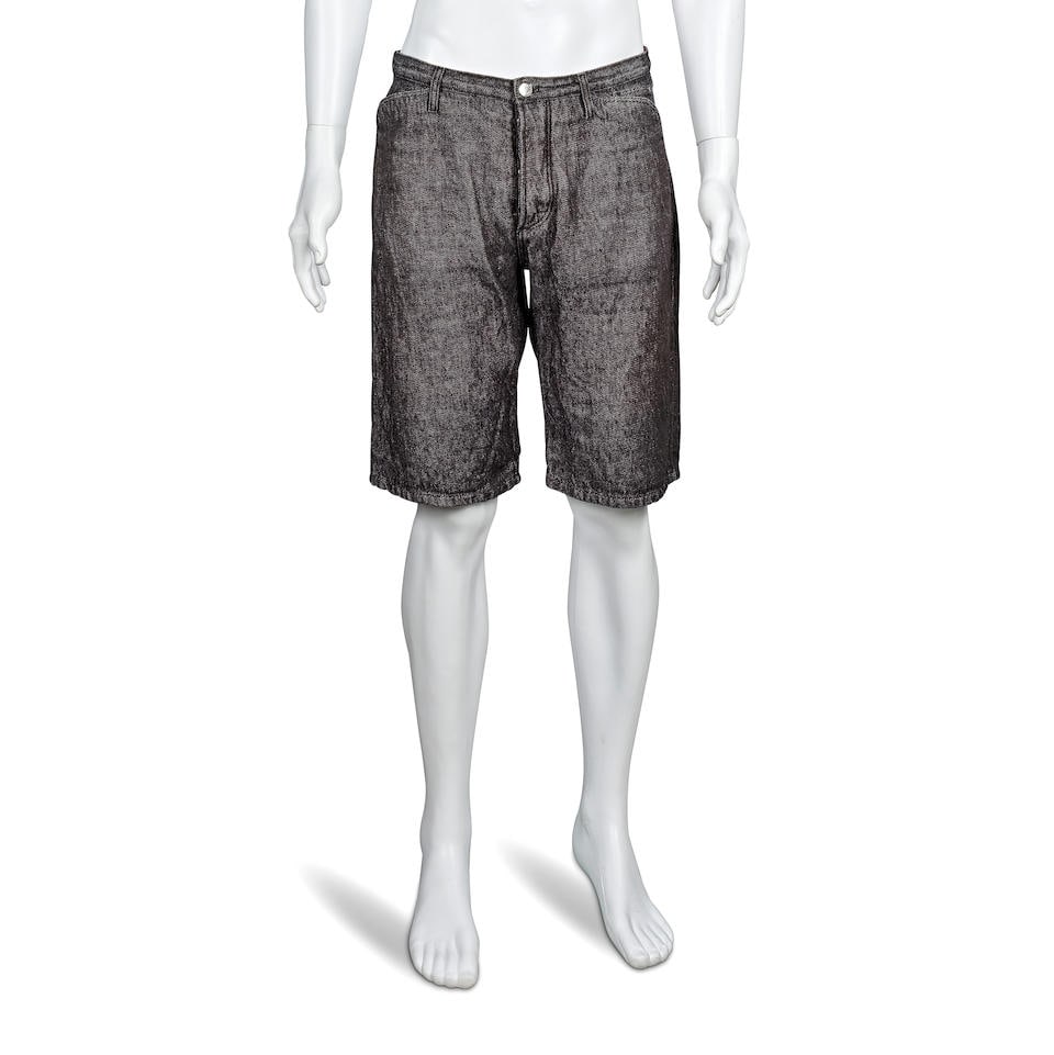 Louis Vuitton: a Pair of Japanese Denim Linen Shorts Spring/Summer 2010: Louis Vuitton: a Pair of Japanese Denim Linen Shorts Spring/Summer 2010 Creative Director: Kim Jones One-off sample piece created for the Spring/Summer 2010 men's line Labelled size 40 (FR) Footnotes: