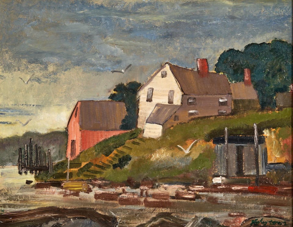 RICHARD HAYLEY LEVER (American, 1876-1958) Boat House, Gloucester, Mass (1 of 4)