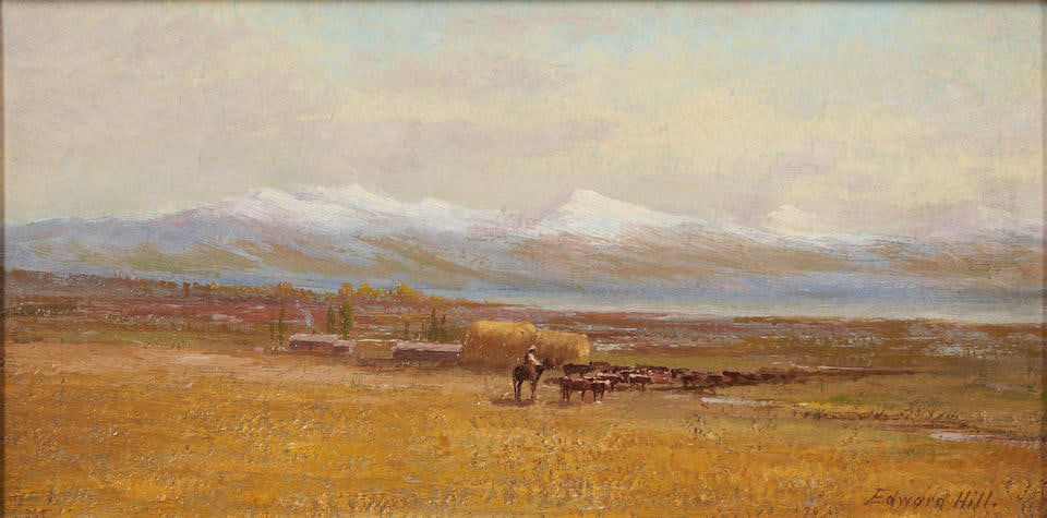 EDWARD HILL (American, 1843-1923) Hay Harvest in the Valley (1 of 4)