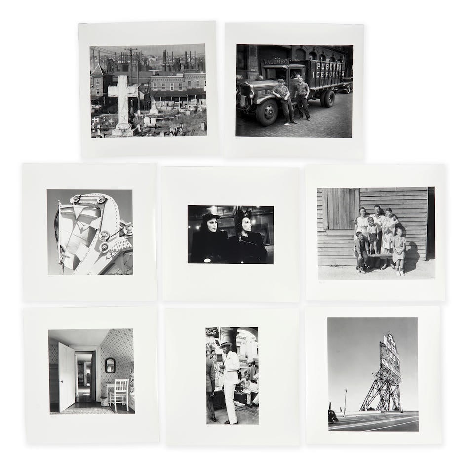 Walker Evans (1903-1975); Select images from the First and Last Portfolio; (8): Walker Evans (1903-1975) Select images from the First and Last Portfolio, Eight gelatin silver prints, printed 1978; each numbered '50/75' in ink lower left and with Walker Evans Estate stamp embossed