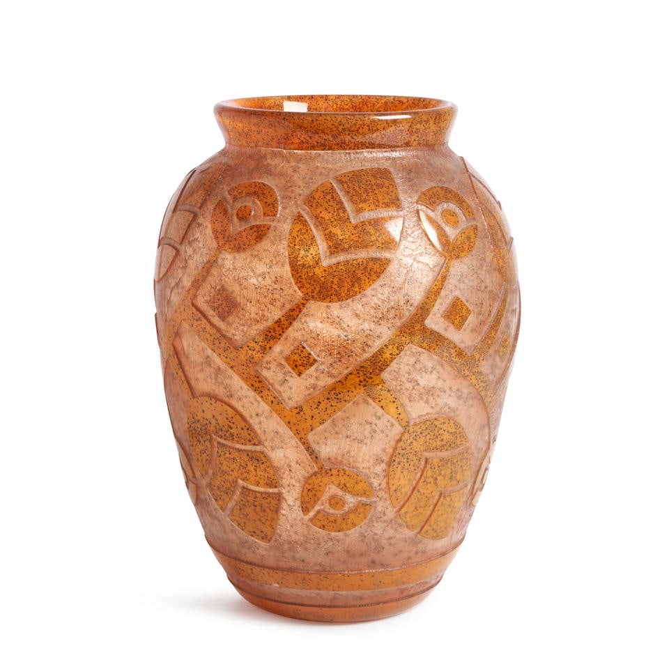 DAUM ART DECO ACID-ETCHED GLASS VASE (1 of 4)