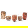 FIVE SMALL HOPI POLYCHROME JARS