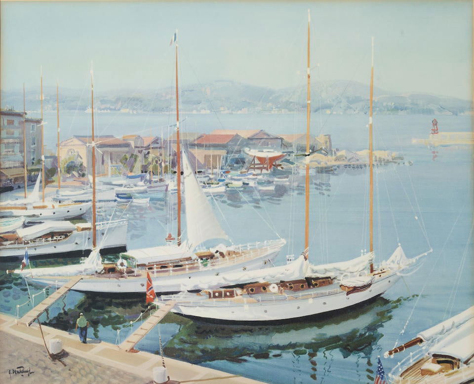 After Gabriel Deschamps (French, 1919-2011) HARBOR SCENE: After Gabriel Deschamps (French, 1919-2011) HARBOR SCENE Printed on paper, framed, 20' x 24 5/8' sight size, 28 1/2' x 32 1/4' frame size. Footnotes: OVERALL CONDITION: Good. Not examined out of frame