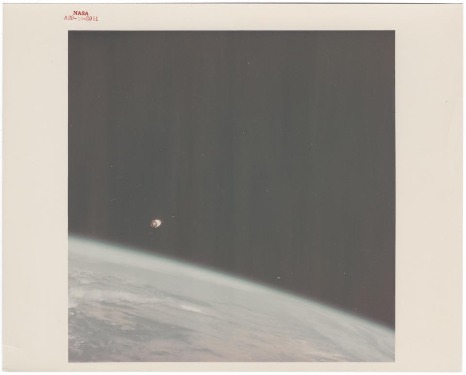 [Apollo 9] IGNITION OF THE S-IVB THIRD STAGE FOR EARTH ESCAPE TRAJECTORY Russell Schweickart, Da...: [Apollo 9] IGNITION OF THE S-IVB THIRD STAGE FOR EARTH ESCAPE TRAJECTORY Russell Schweickart, David Scott or James McDivitt, 3-13 March 1969 Printed 1969. Vintage chromogenic print on fibre-based Koda