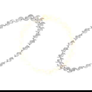CHILD AND CHILD: MOONSTONE BRACELET/NECKLACE COMBINATION,: CHILD AND CHILD: MOONSTONE BRACELET/NECKLACE COMBINATION, EARLY 20TH CENTURY Set with a line of graduating moonstone cabochons in collet settings, maker's mark, lengths: necklace 43.0cm, bracelets eac