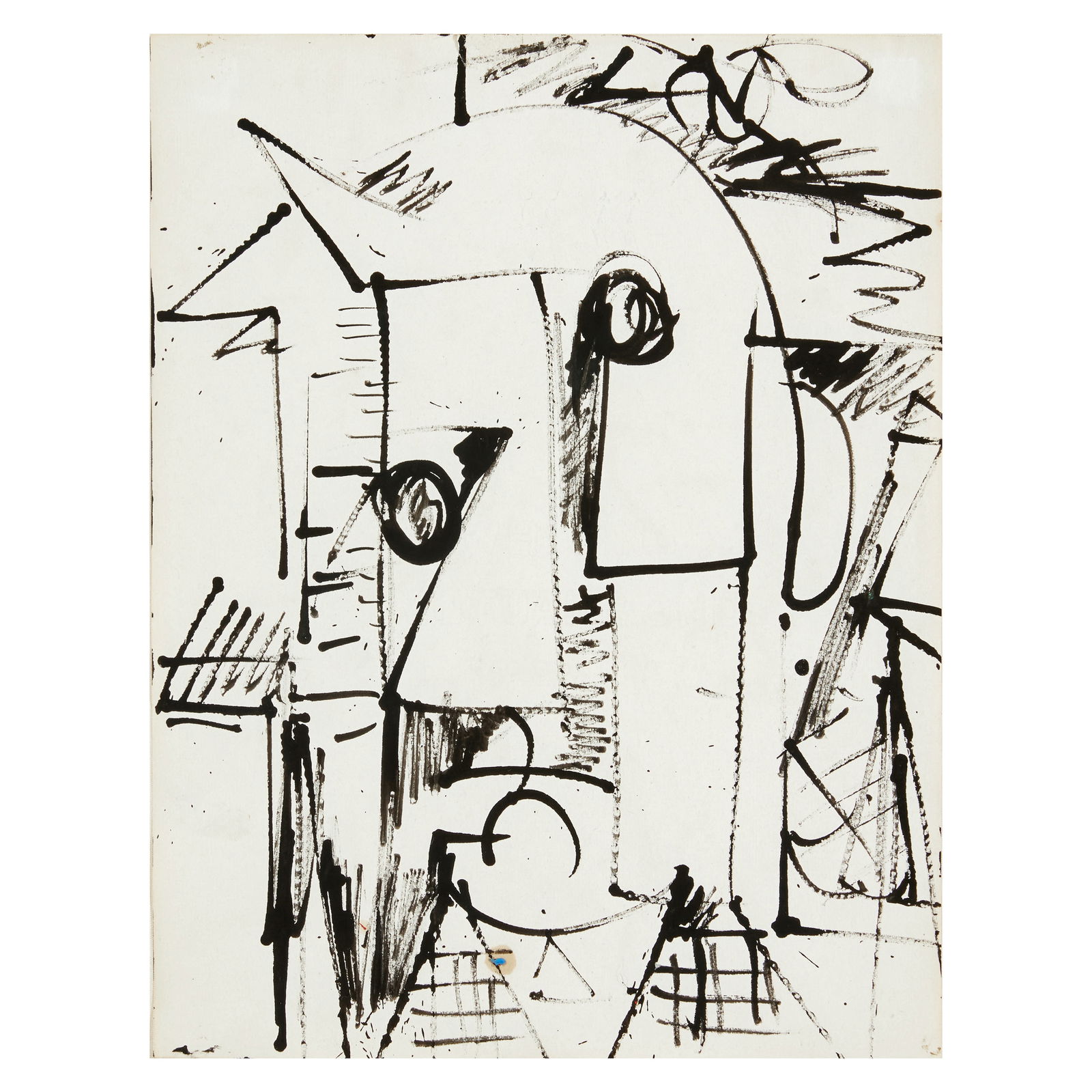 HANS HOFMANN (1880-1966) Untitled (Self-Portrait), 1941: HANS HOFMANN (1880-1966) Untitled (Self-Portrait), 1941 with Estate of Hans Hofmann stamp and inscribed 'M-933/405' (on the backing board) India ink on paper 10 7/8 x 8 3/8 in. 27.6 x 21.3 cm. Footn