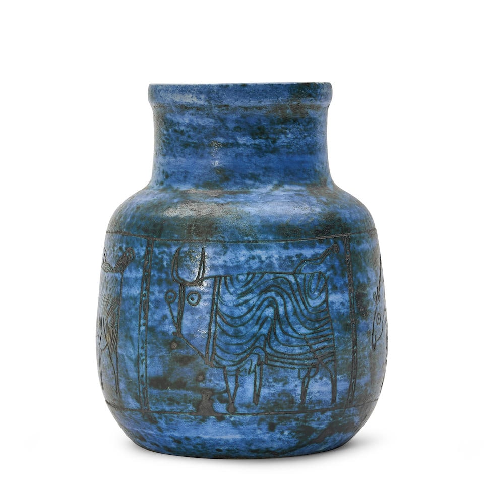 JACQUES BLIN (1920-1995) VASE France, c. 1960, glazed ceramic, incised mark 'J Blin,' ht. 9 in.: JACQUES BLIN (1920-1995) VASE France, c. 1960, glazed ceramic, incised mark 'J Blin,' ht. 9 in. Footnotes: Private Collection, St. Louis, Missouri. For further information on this lot please visit Bon