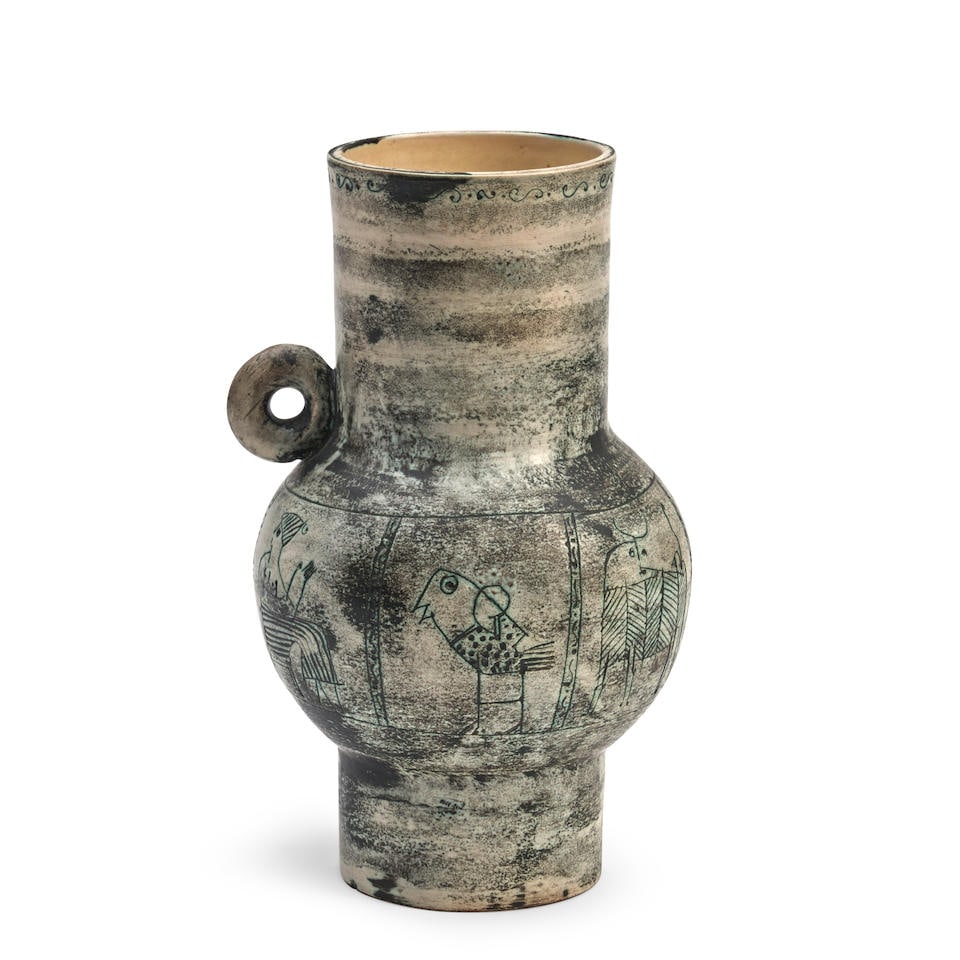JACQUES BLIN (1920-1995) VASE France, c. 1960, glazed ceramic, incised mark 'J Blin,' ht. 12 in.: JACQUES BLIN (1920-1995) VASE France, c. 1960, glazed ceramic, incised mark 'J Blin,' ht. 12 in. Footnotes: Private Collection, St. Louis, Missouri. For further information on this lot please visit Bo