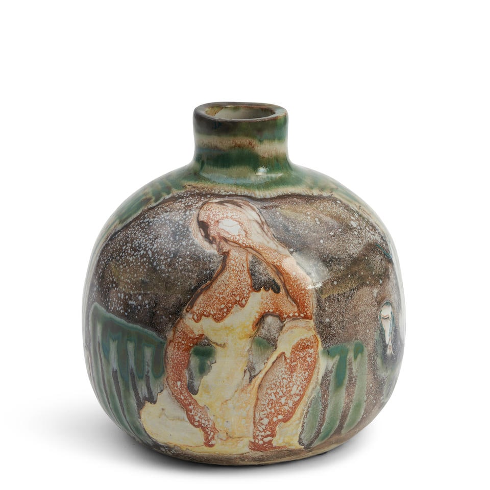 LJUBA NAUMOVITCH/ATELIER DU GRAND CHENE VASE DECORATED WITH WOMEN Vallauris, France, c. 1955, gl... (1 of 4)