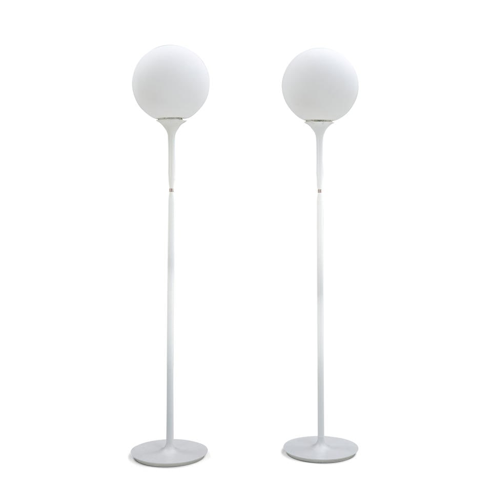 PAIR OF MICHELE DE LUCCHI (B. 1951) AND HUUB UBBENS (B. 1964) FOR ARTEMIDE 'CASTORE' FLOOR LAMPS...: PAIR OF MICHELE DE LUCCHI (B. 1951) AND HUUB UBBENS (B. 1964) FOR ARTEMIDE 'CASTORE' FLOOR LAMPS Italy, designed 2003, resin, enameled steel, frosted glass, single sockets, metal maker's labels, ht. 7
