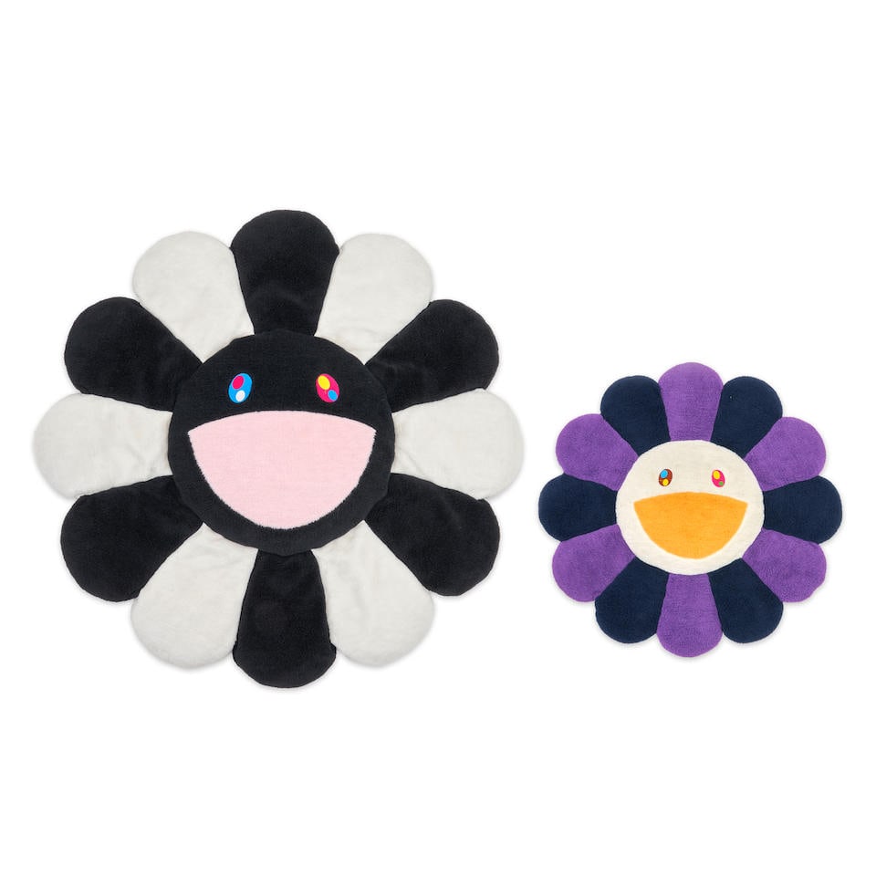 TWO TAKASHI MURAKAMI (B. 1962) FLOWER CUSHIONS early 21st century, made by Kaikai Kiki Co., poly... (1 of 2)