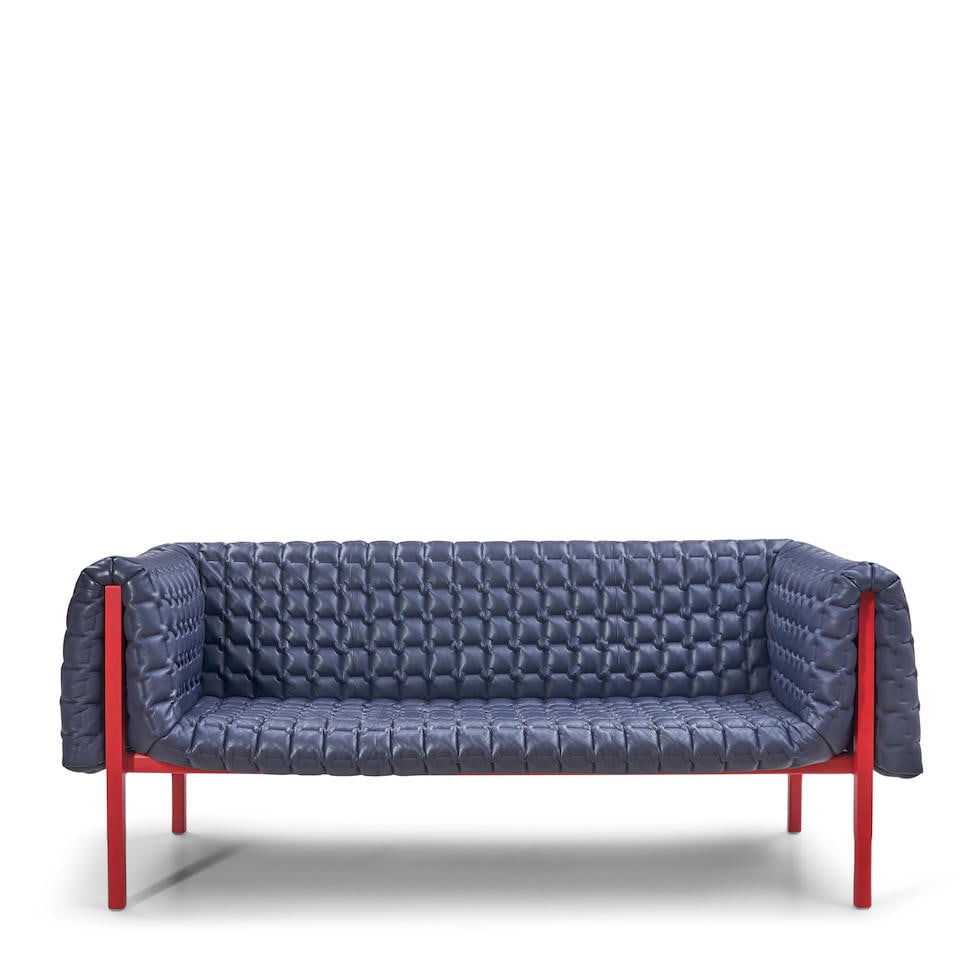 INGA SEMPE (B. 1968) FOR LIGNE ROSET 'RUCHE' SOFA France, c. 2015, wood and steel frame, pleated... (1 of 2)