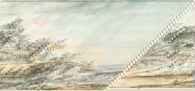 Jean Baptiste Lallemand (Dijon 1716-circa 1803 Paris) Ruins in the Campagna, Rome: Jean Baptiste Lallemand (Dijon 1716-circa 1803 Paris) Ruins in the Campagna, Rome pen and ink with watercolour 20.5 x 45.5cm (8 1/16 x 17 15/16in). Footnotes: Provenance With Thos. Agnew & Sons, Londo