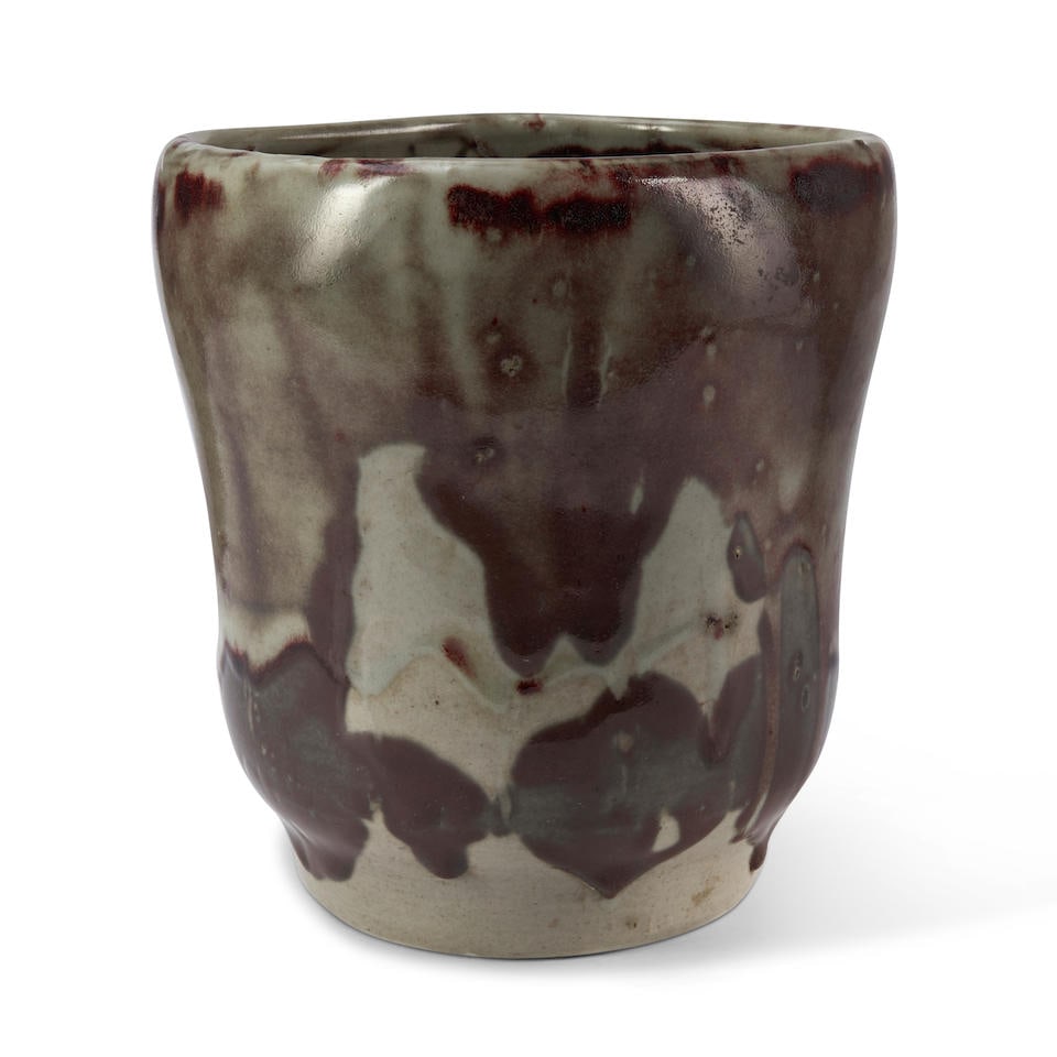 ERNEST CHAPLET (1835-1909) VASE France, c. 1895, glazed stoneware, impressed stamp rosary mark p...: ERNEST CHAPLET (1835-1909) VASE France, c. 1895, glazed stoneware, impressed stamp rosary mark partly filled with glaze, ht. 8 3/4 in. Lot to be sold without reserve. For further information on this l