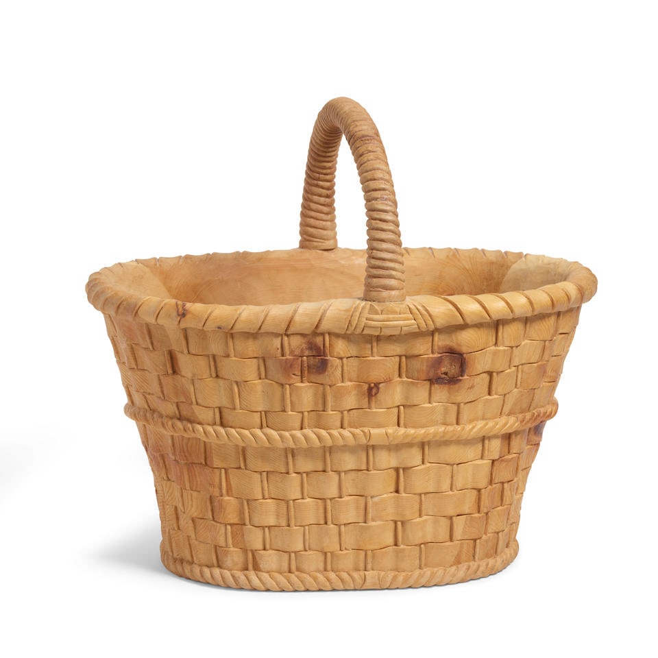 LIVIO DE MARCHI (born 1943) Basket With Handlesculpted pine, signed in graphite on underside hei... (1 of 1)