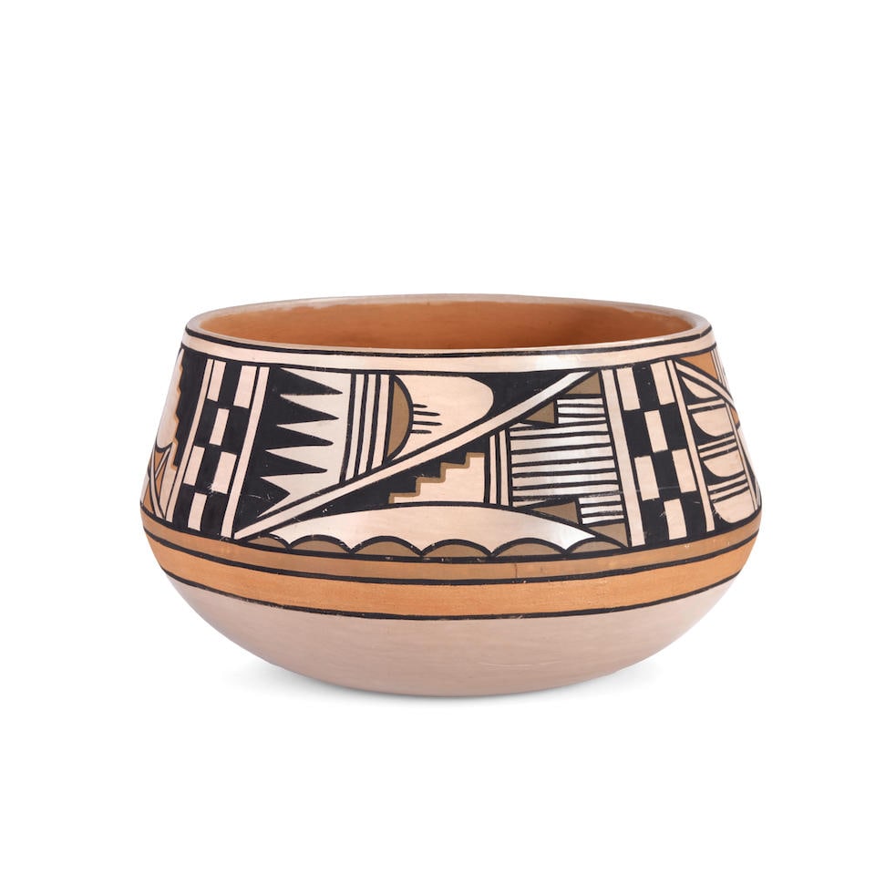 A Blue Corn (Crucita Calabaza) polychrome pottery bowl Blue Corn (Crucita Calabaza), San Ildefon... (1 of 3)